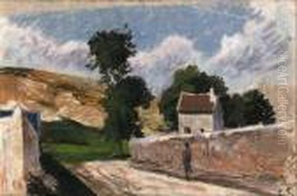 Une Rue A L'hermitage Oil Painting by Camille Pissarro