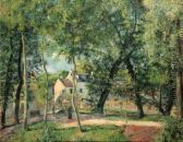 Paysage A Osny Pres De L'abreuvoir Oil Painting by Camille Pissarro