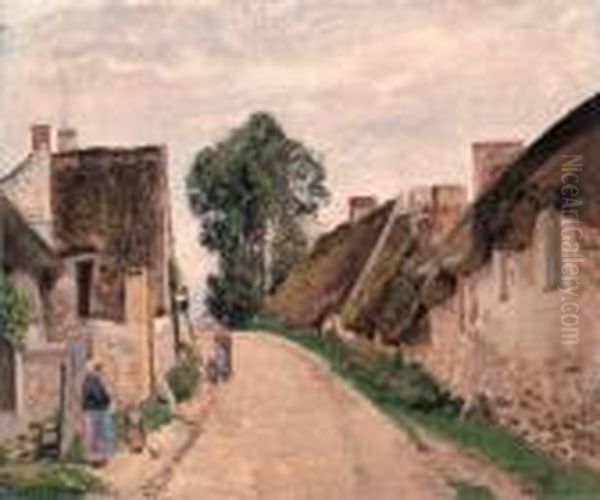 Rue De Village, Auvers-sur-oise Oil Painting by Camille Pissarro