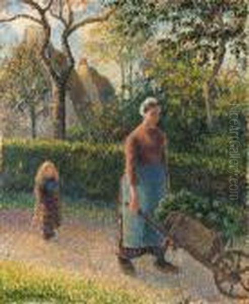 Femme La Brouette Oil Painting by Camille Pissarro