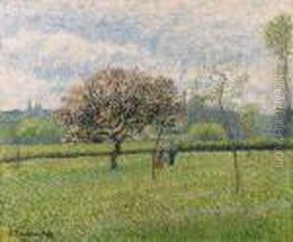 Pommier En Fleurs Eragny Oil Painting by Camille Pissarro