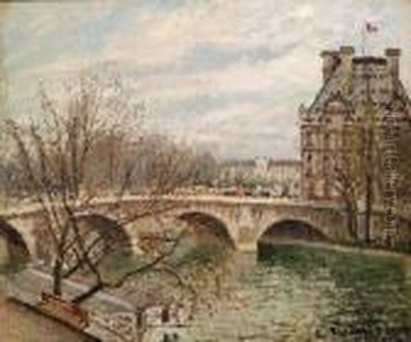 Pont Royal Et Pavillon De Flore Oil Painting by Camille Pissarro