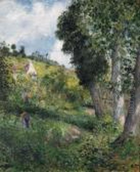 Paysage 'au Chou', Pres Pontoise Oil Painting by Camille Pissarro