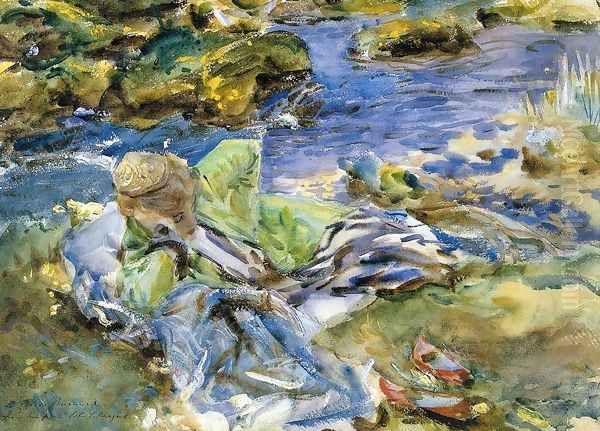 Turkish Woman By A Stream Oil Painting by John Singer Sargent