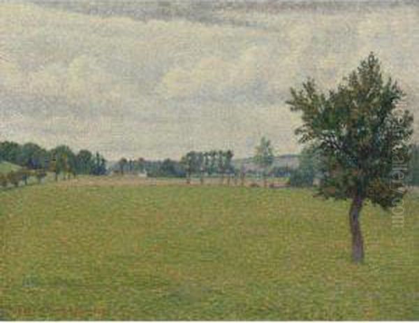 Prairie De Thierceville Oil Painting by Lucien Pissarro