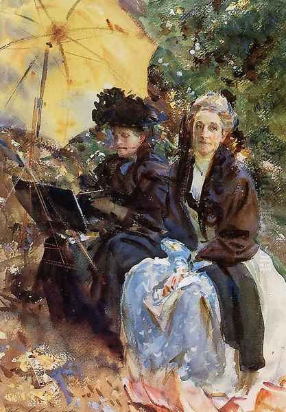 Miss Wedewood and Miss Sargent Sketching Oil Painting by John Singer Sargent