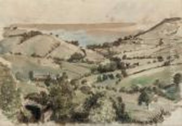 Charmouth From Fishpond Oil Painting by Lucien Pissarro