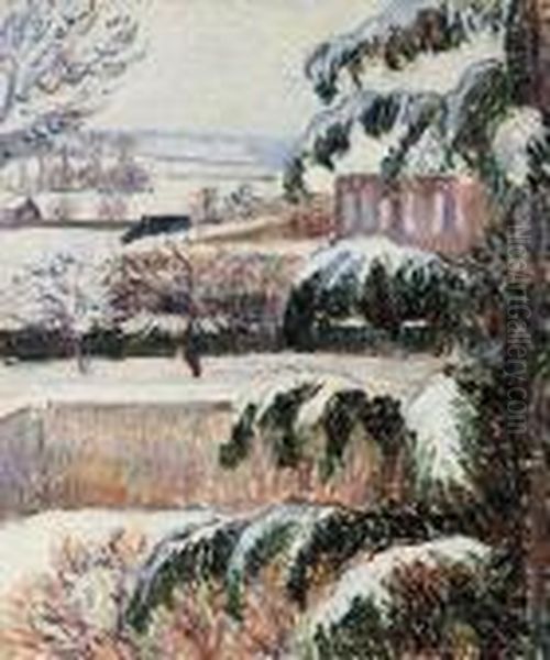 Effet De Neige, Eragny Oil Painting by Lucien Pissarro