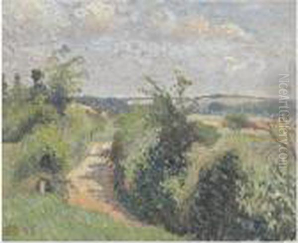 La Route De Thierceville Oil Painting by Lucien Pissarro