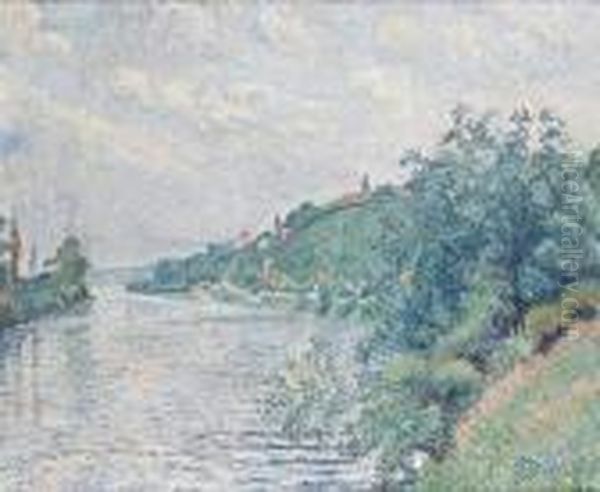 La Seine A Herblay Oil Painting by Lucien Pissarro