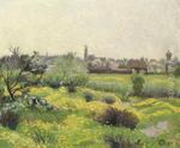 Buttercups, Colchester Oil Painting by Lucien Pissarro