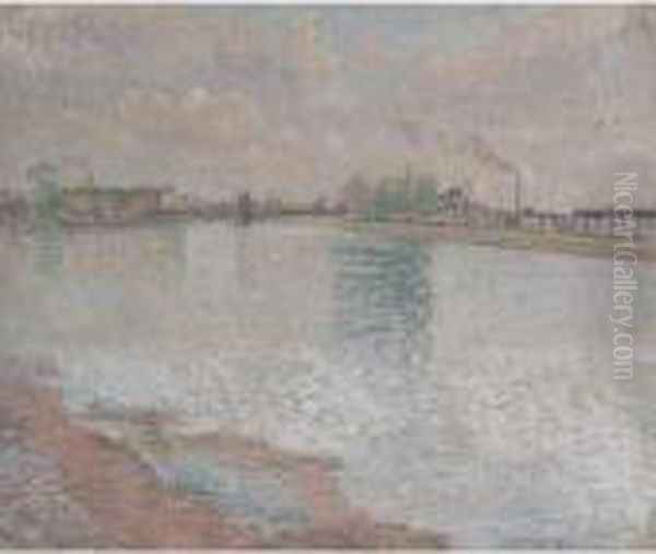 The Thames, Hammersmith Oil Painting by Lucien Pissarro