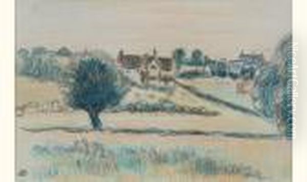  A House On Duton Hill  Oil Painting by Lucien Pissarro