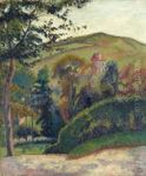 Hillside Berneval Oil Painting by Lucien Pissarro