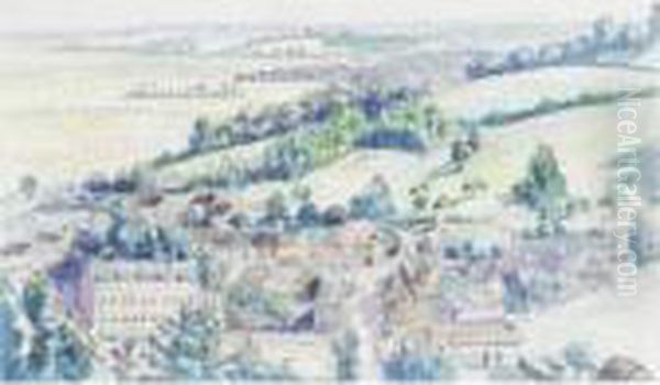 Le Plateau De Vexin From Chaumont Oil Painting by Lucien Pissarro