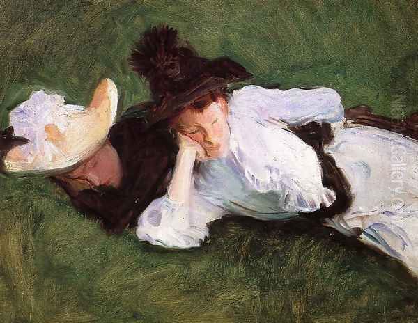 Two Girls Lying on the Grass Oil Painting by John Singer Sargent