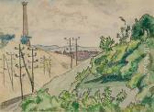 A View Of Acton Oil Painting by Lucien Pissarro