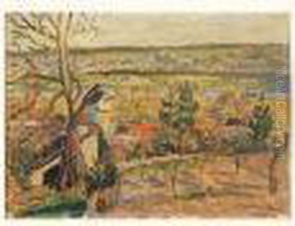 Paysage De La Frette Oil Painting by Lucien Pissarro