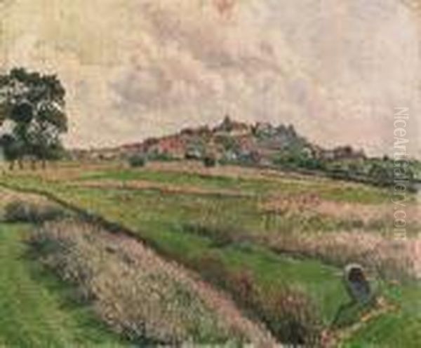 Rye From Cadborough, Cloudy Morning Oil Painting by Lucien Pissarro