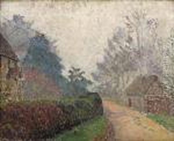 Ivy Cottage, Coldharbour (mist) Oil Painting by Lucien Pissarro