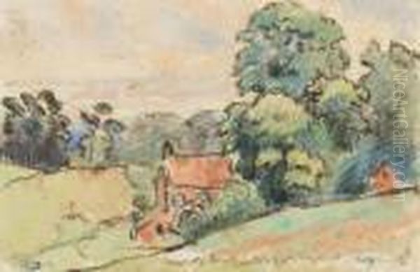 East Knoyle, Near Shaftesbury, Wiltshire Oil Painting by Lucien Pissarro