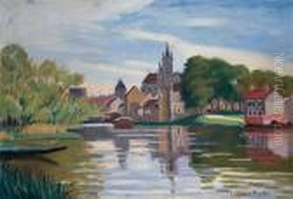 Vue De Moret Sur Loing Oil Painting by Ludovic Rodo Pissarro