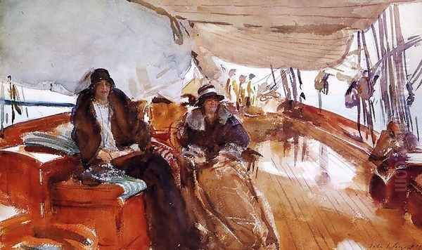 Rainy Day on the Deck of the Yacht Constellation Oil Painting by John Singer Sargent