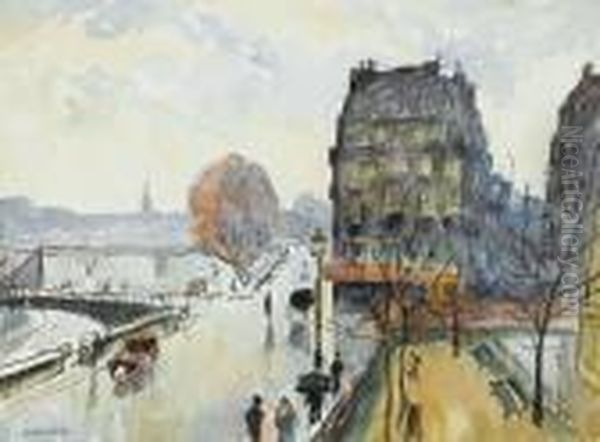 Les Quais De Seine Oil Painting by Ludovic Rodo Pissarro