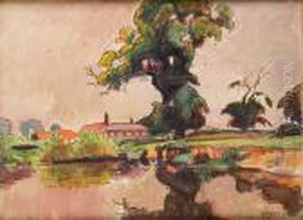 Bord De Riviere A West Bedford Oil Painting by Ludovic Rodo Pissarro