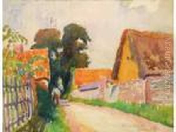 Ruelle A Berneval. Oil Painting by Ludovic Rodo Pissarro