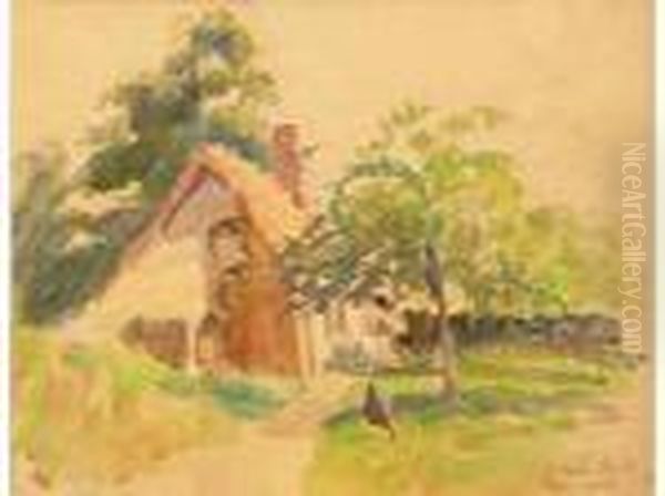 Ferme A Berneval. Oil Painting by Ludovic Rodo Pissarro