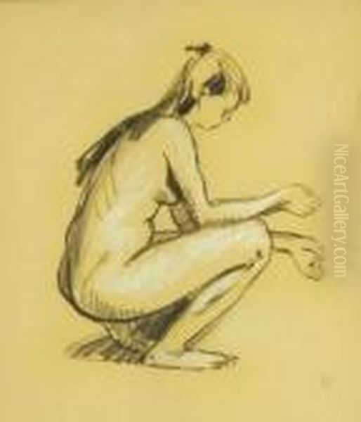 Femme Nue Accroupie Oil Painting by Ludovic Rodo Pissarro