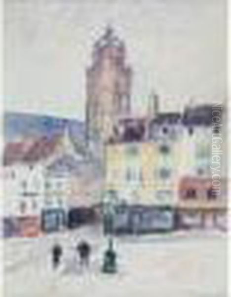  La Place A Pontoise  Oil Painting by Ludovic Rodo Pissarro