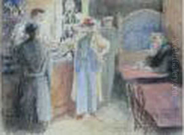  Au Reve, Decembre 1941, Scene De Bar  Oil Painting by Ludovic Rodo Pissarro