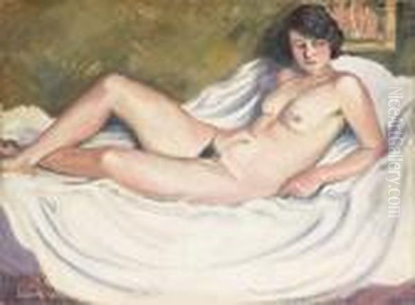 La Brune Au Tableau De Nus Oil Painting by Ludovic Rodo Pissarro