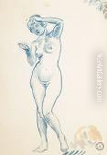 Standing Female Nude Oil Painting by Ludovic Rodo Pissarro