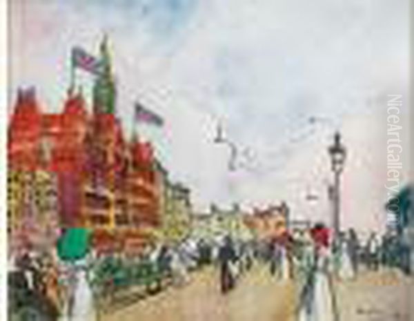 Promenade A Brighton Oil Painting by Ludovic Rodo Pissarro