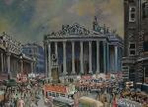 The Royal Exchange Oil Painting by Ludovic Rodo Pissarro