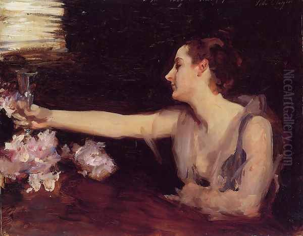 Madame Gautreau Drinking A Toast Oil Painting by John Singer Sargent