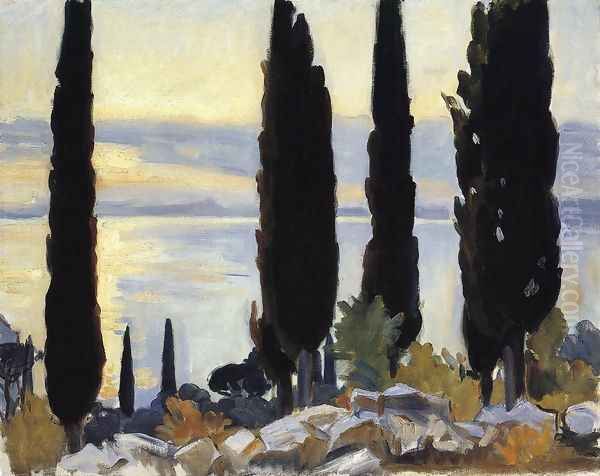 Cypress Trees At San Vigilio Oil Painting by John Singer Sargent