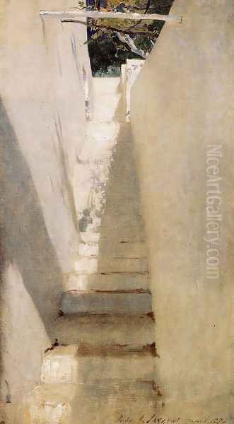 Staircase In Capri Oil Painting by John Singer Sargent