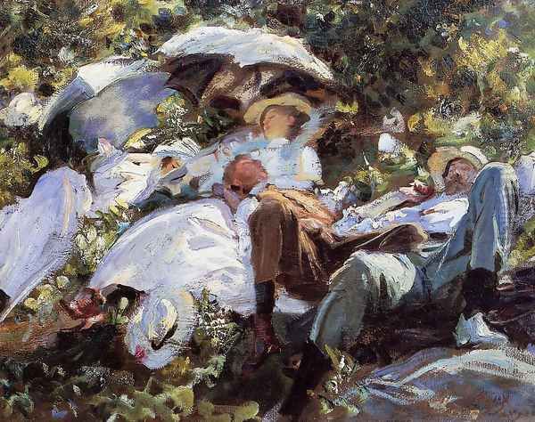 Group with Parasols (or A Siesta) Oil Painting by John Singer Sargent