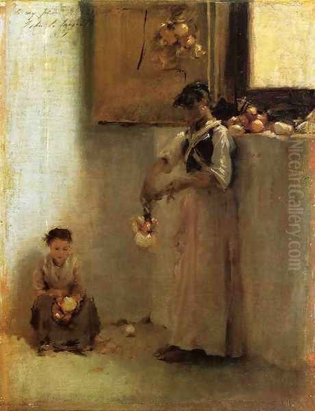 Stringing Onions Oil Painting by John Singer Sargent