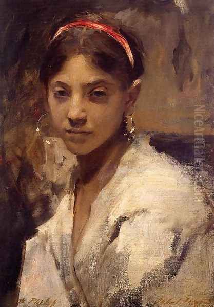 Head of a Capri Girl Oil Painting by John Singer Sargent