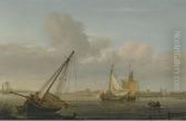 View Of Southampton, Taken From The Shore Towards Netley Abbey Oil Painting by Nicholas Pocock