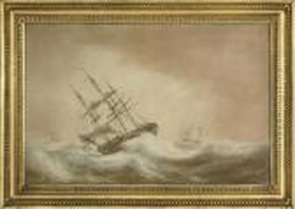 An Armed Merchantman In Choppy Seas Oil Painting by Nicholas Pocock