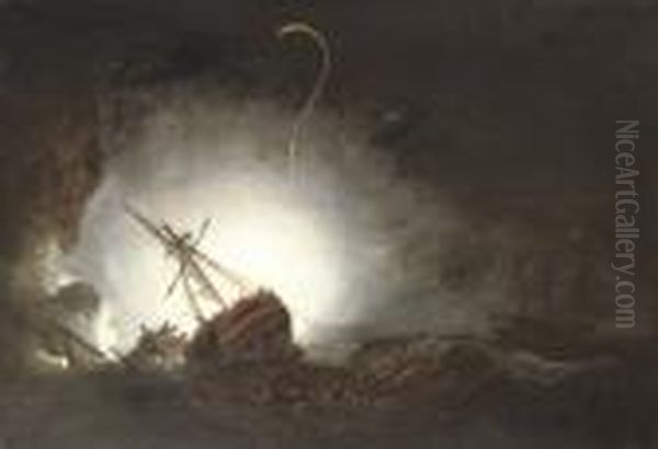 Captain T. Byam Martin 
Commanding The Boats Of H.m.s. Impetueux At The Rescue Of The Crew Of 
H.m.s. Venerable Wrecked In Torbay, 24th November 1805 Oil Painting by Nicholas Pocock