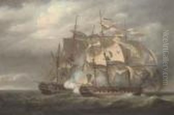 The Capture Of The French Frigate Oil Painting by Nicholas Pocock