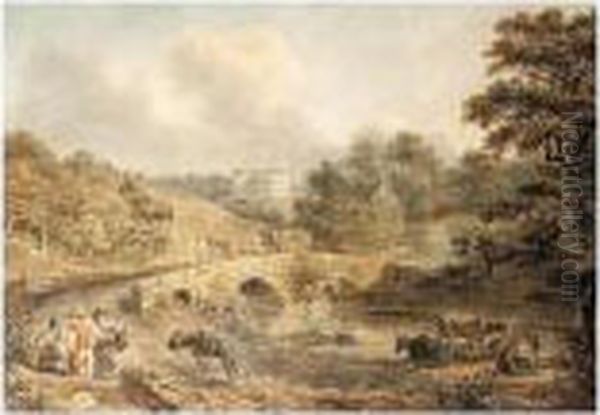 Stoke Gifford Near Bristol, Seat Of The Duke Of Beaufort Oil Painting by Nicholas Pocock