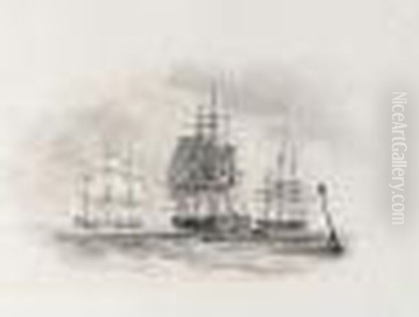 The French Raam Taken By Captain Carteret Of H.m.s. Naird Oil Painting by Nicholas Pocock